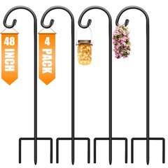 Gtongoko front view of 4-pack shepherd hooks showing full height and curve, adds vertical decor