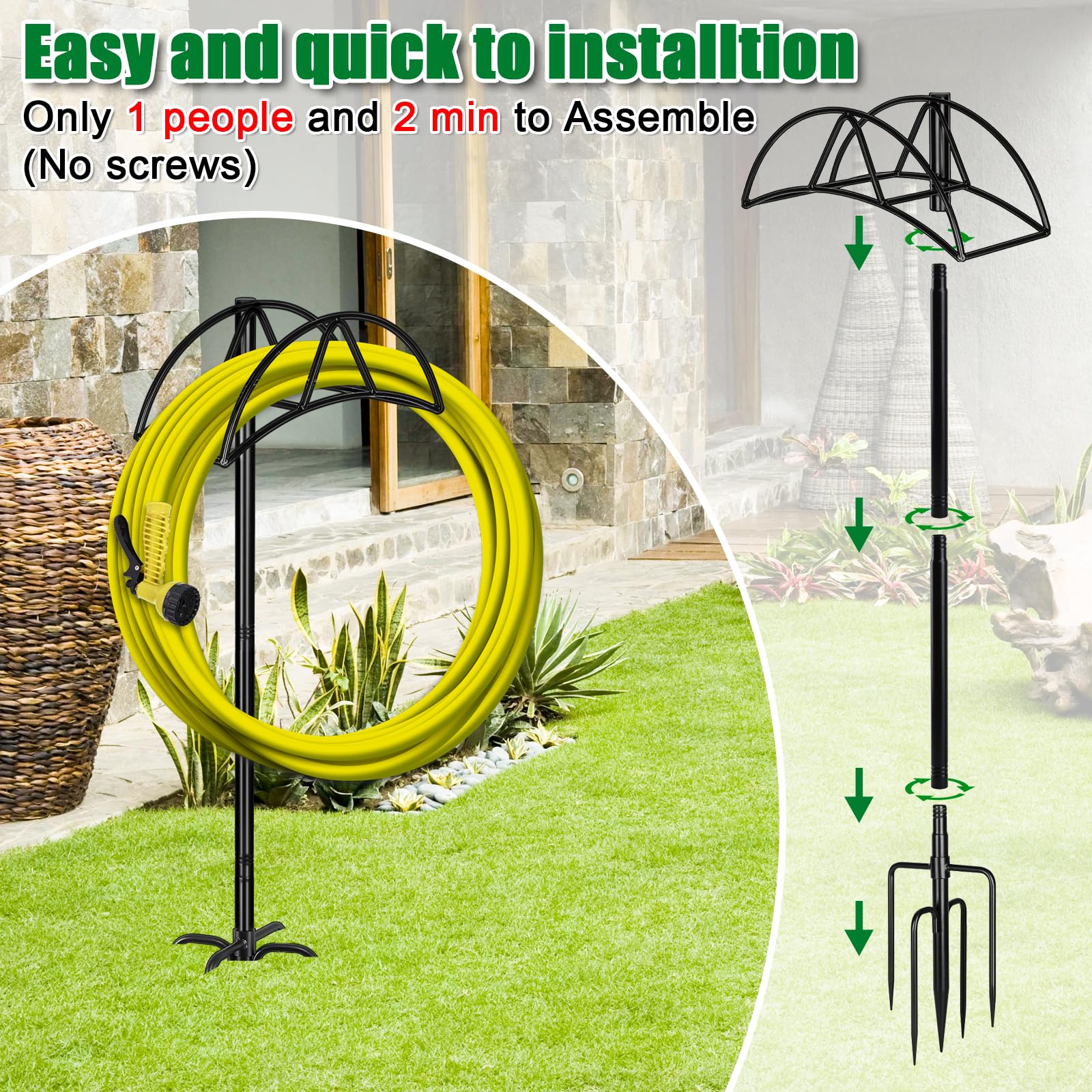 Gtongoko with hose wound in backyard illustrating easy access benefit