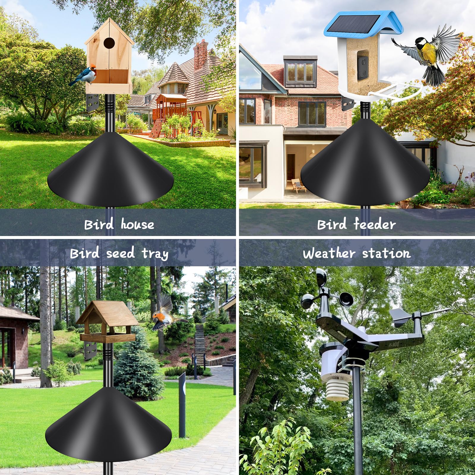 Gtongoko pole installed in garden with feeder showing attractive yard use