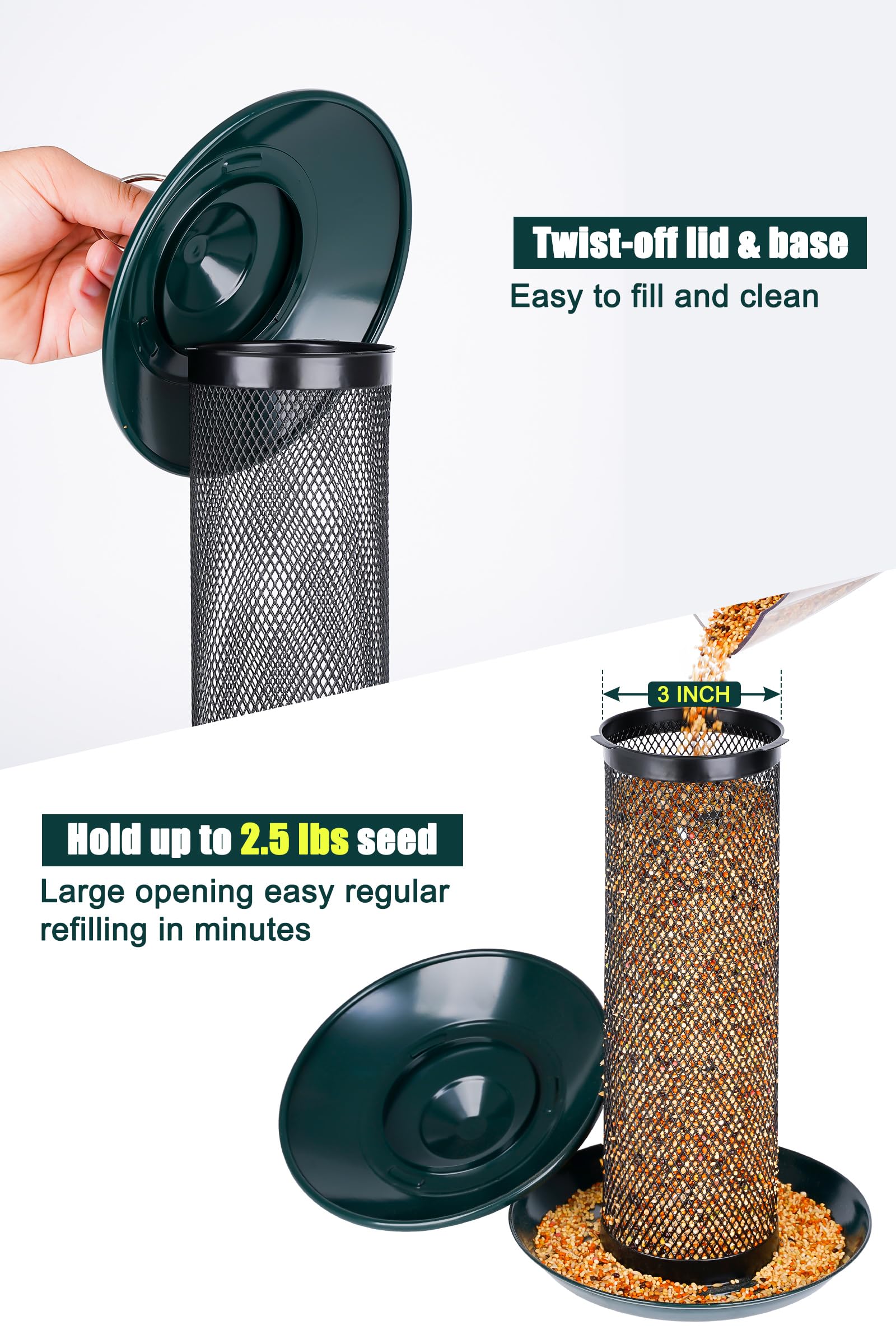 Gtongoko round seed tray with drainage holes offering stable perch and dry seed