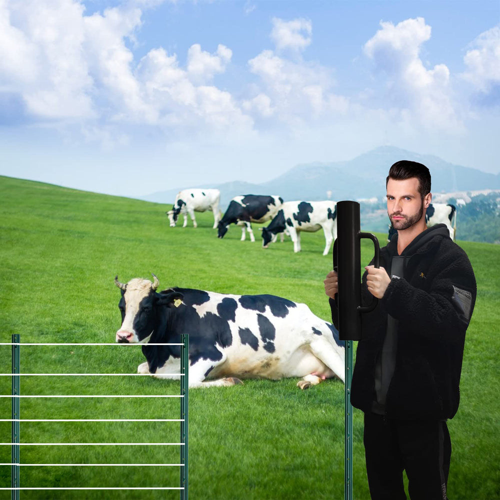 Gtongoko herramienta instalada en campo con poste, ideal para cercas agrícolas