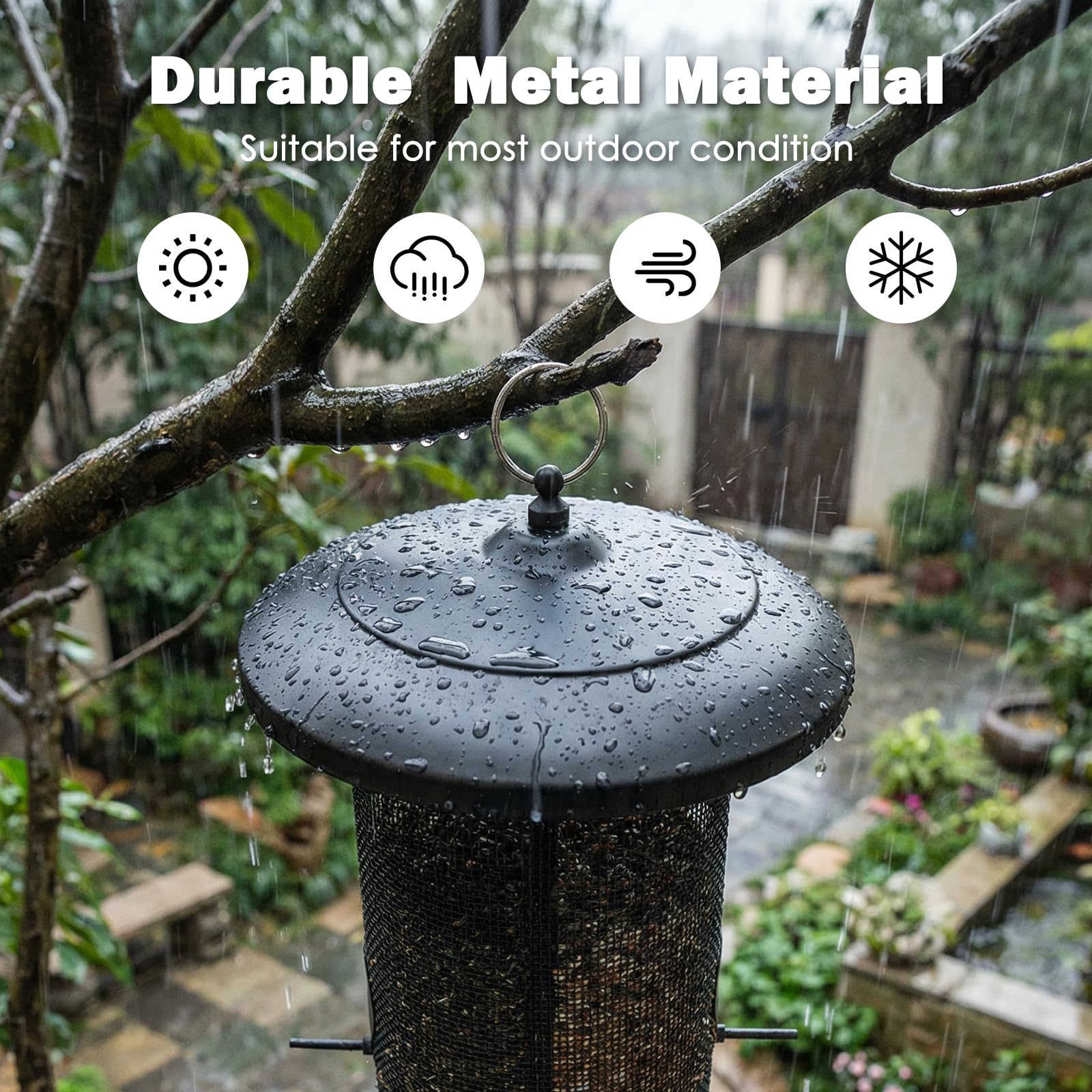 Gtongoko weather-resistant lid and round tray protecting seed from rain benefit