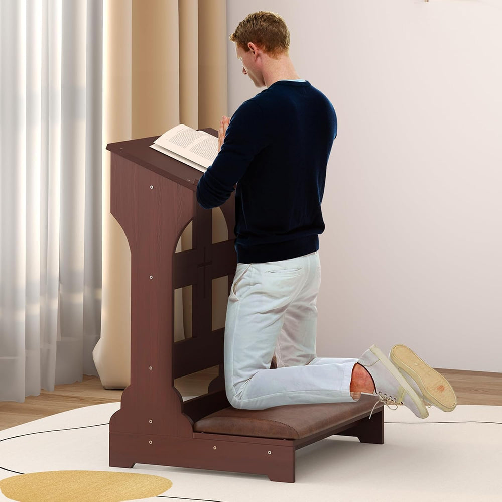 Gtouse bench next to chair for scale showing compact footprint