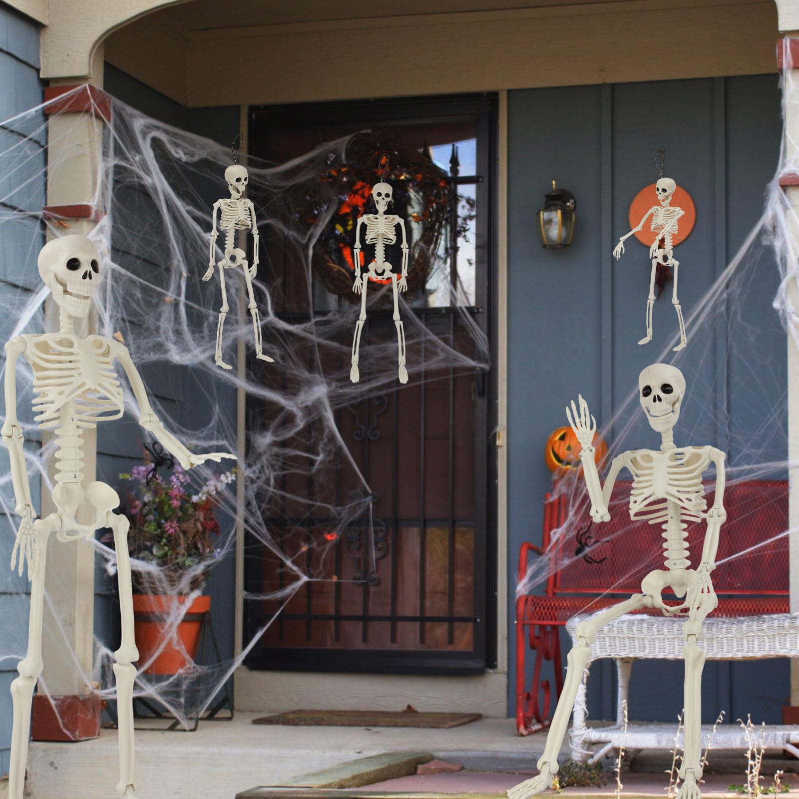 GTYZZH full-size skeleton standing by a tombstone delivering realistic focal impact