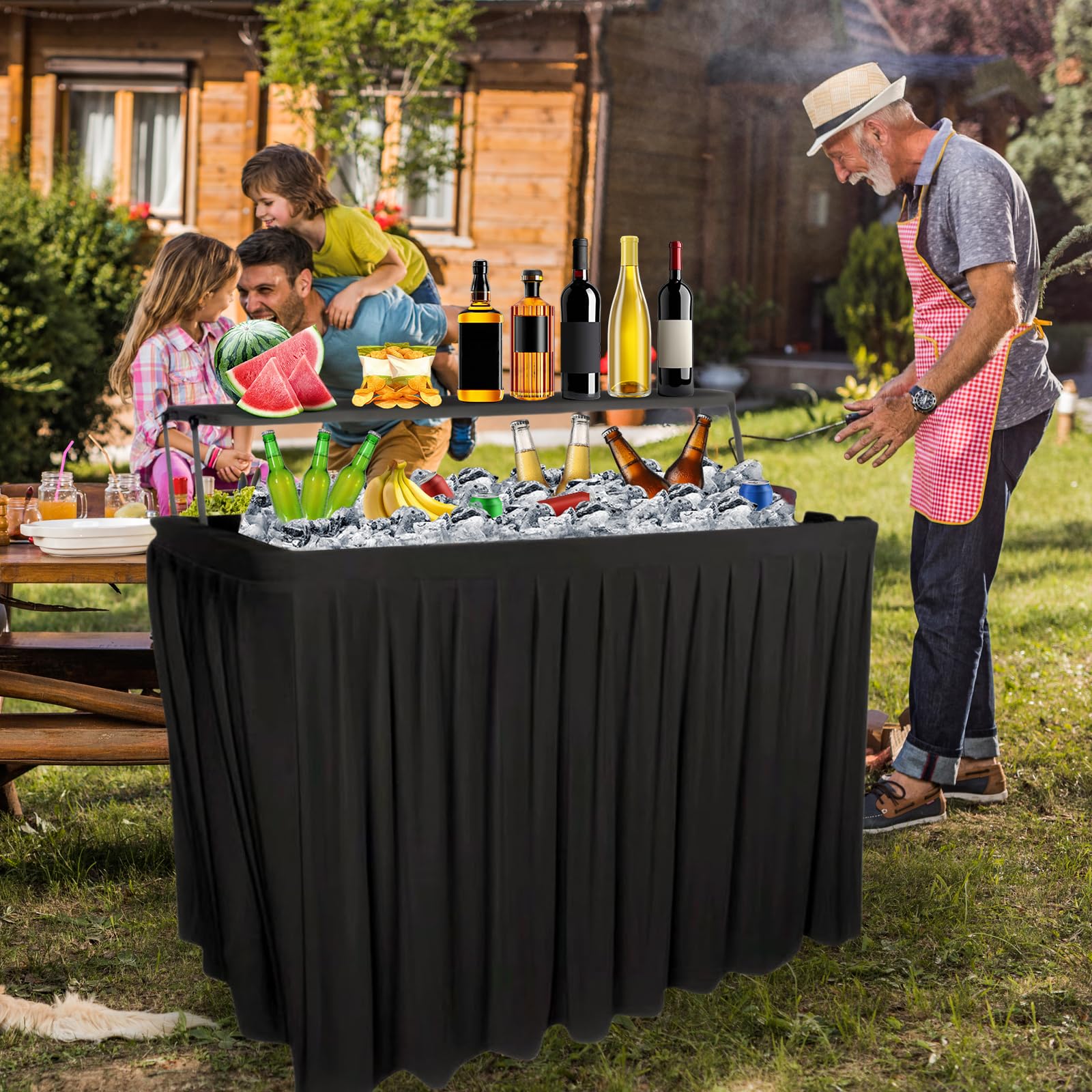 GUAGUA cooler table folded for transport demonstrating compact portability and simple setup