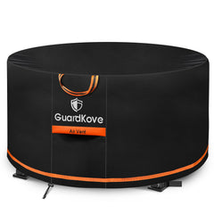 GuardKove front view showing full 56-inch cover protecting fire pit