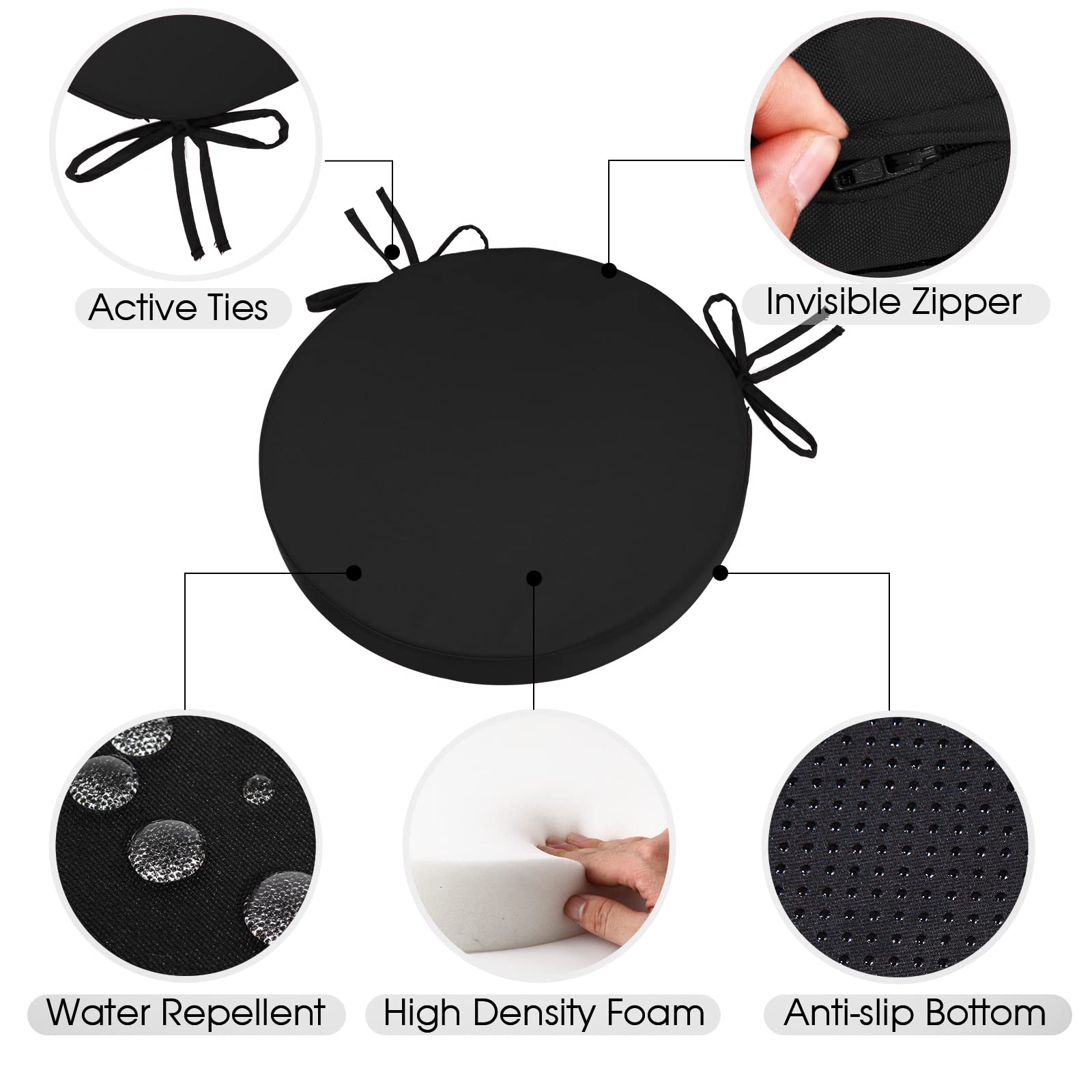 GUEGLSA side view of cushion highlighting 2-inch high-density foam comfort
