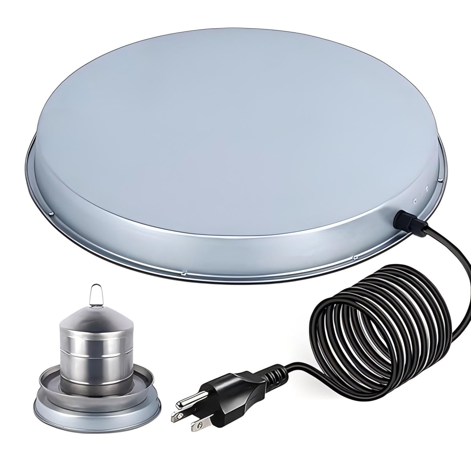 GUEOQTC heated base front view showing compact 11 inch design and stable platform benefit