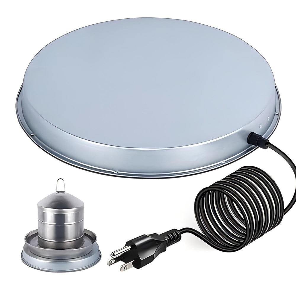 GUEOQTC heated base front view showing compact 11 inch design and stable platform benefit