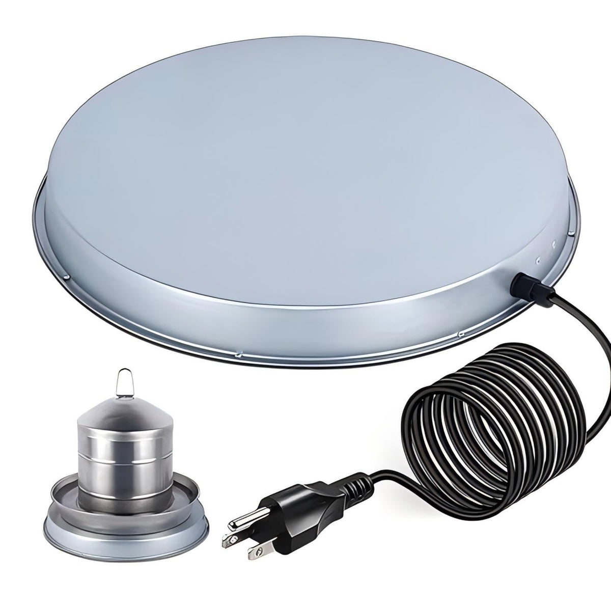 GUEOQTC heated base front view showing compact 11 inch design and stable platform benefit