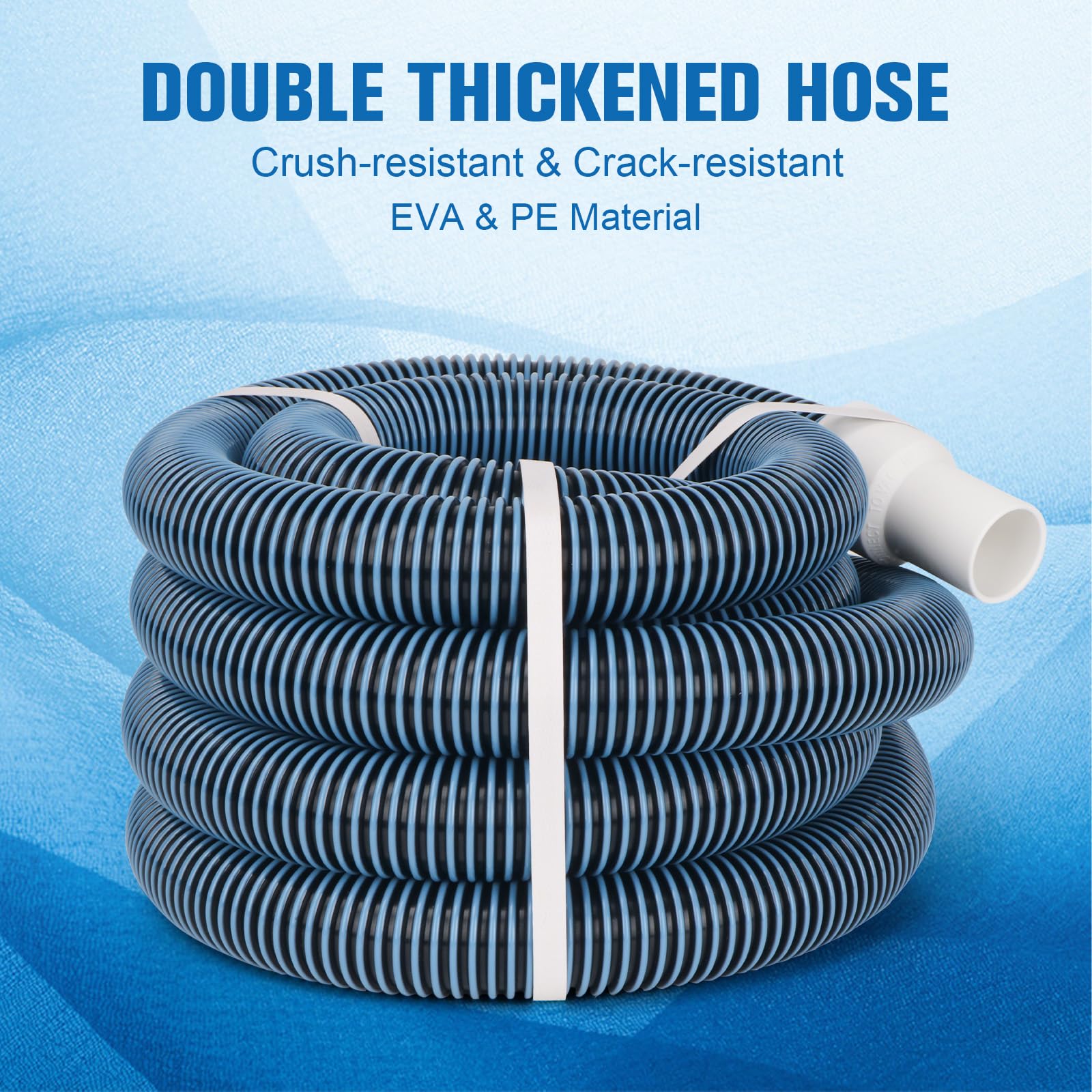 GUEQUITLEX hose connected to skimmer and manual vacuum head for easy setup