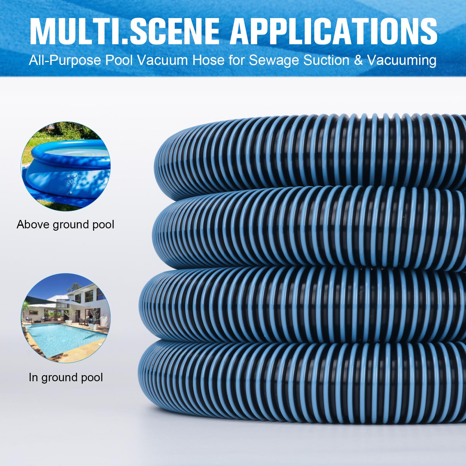 GUEQUITLEX hose connected to vacuum head cleaning pool surface