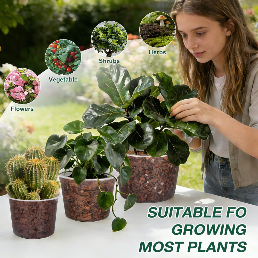 GUGEMEI clear pot used as liner inside decorative planter protecting outer pot