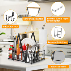 GUIBUKEYAN three hanging hooks with tongs and brush for quick access