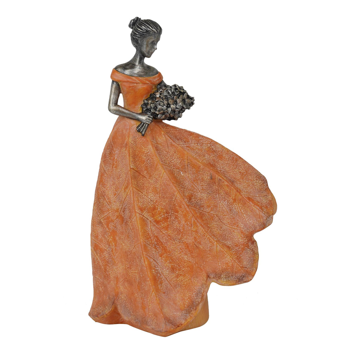 Guichifun front view orange leaf angel statue showing full decorative charm