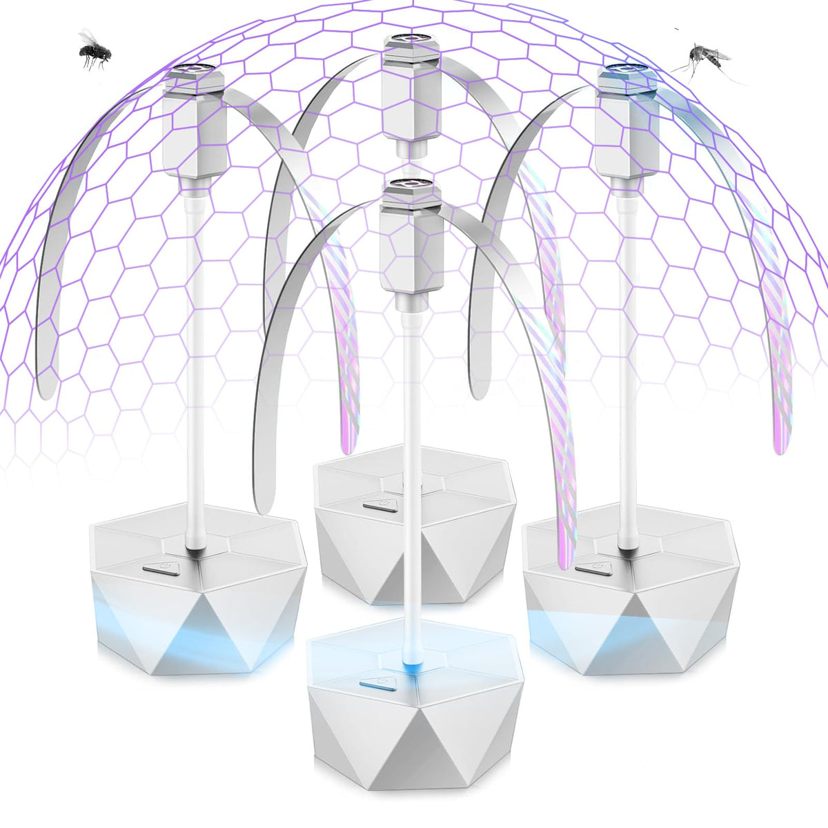 GUIDOT front view showing tabletop fly spinner protecting food