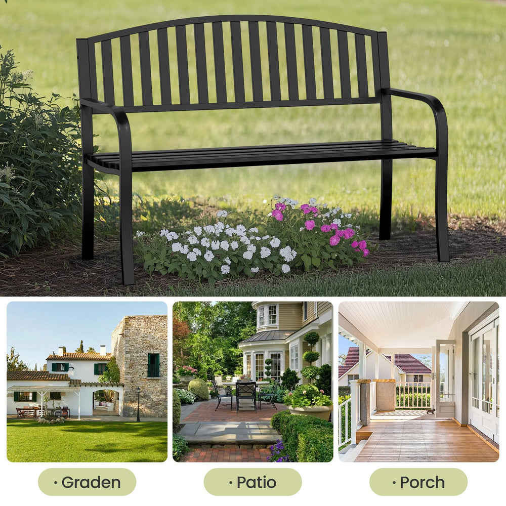 GUINGFUN bench on a porch, showing how it complements outdoor living areas