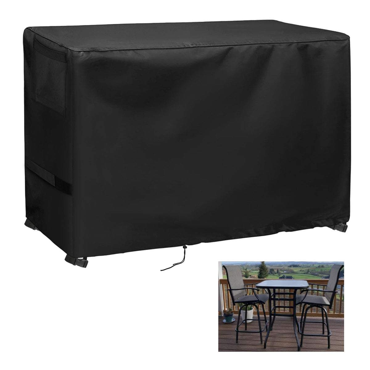 Guisong front view of cover on bistro set showing full protection benefit