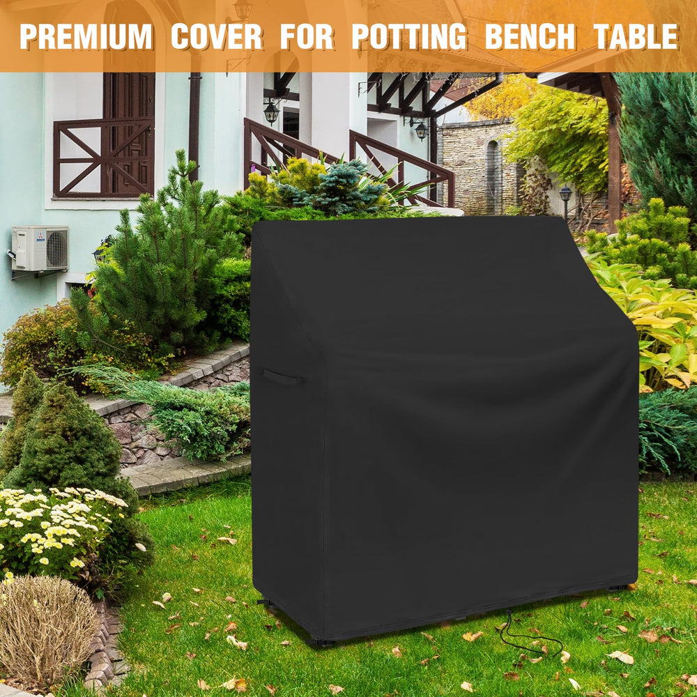 Guisong covered potting bench in garden keeping tools protected
