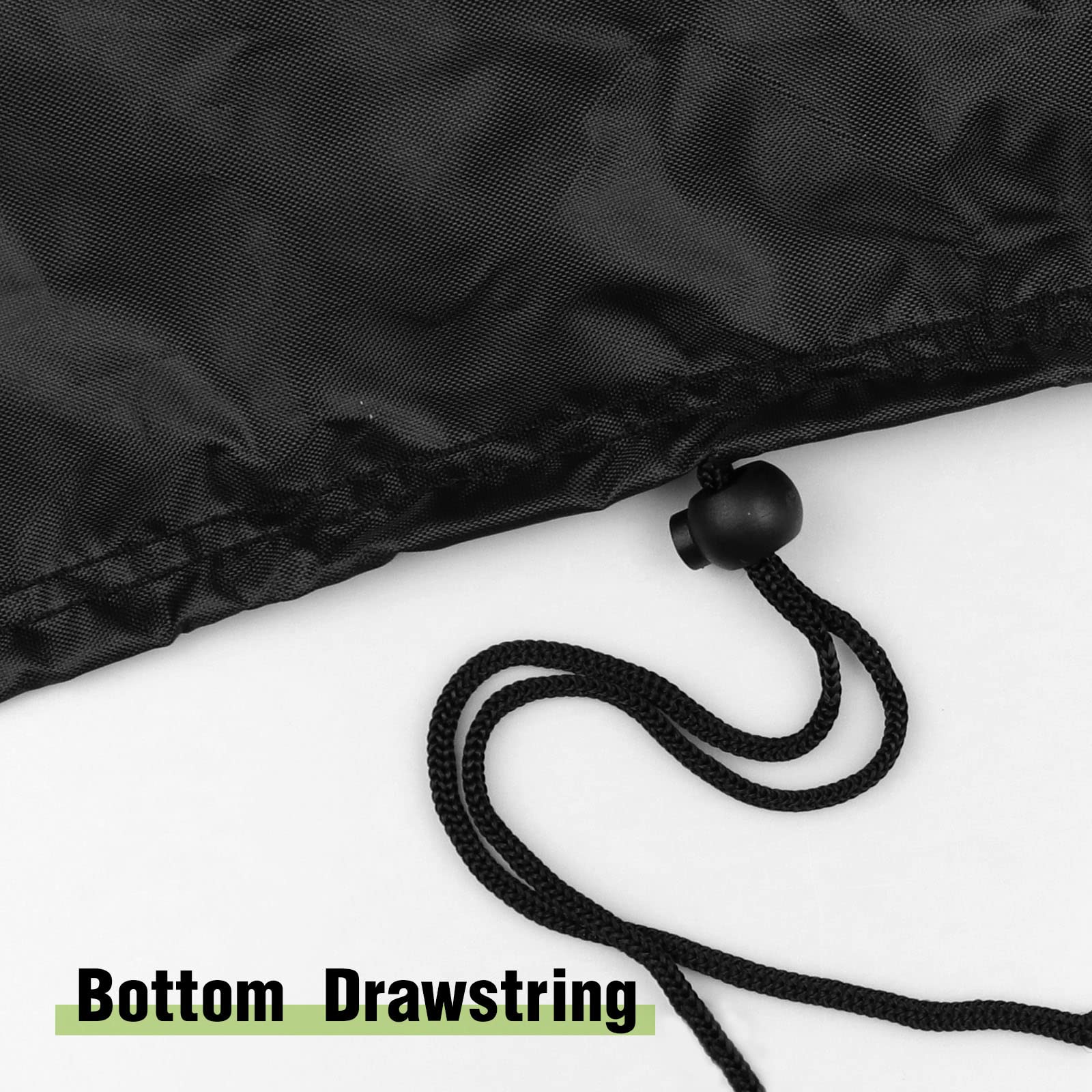 Guisong handle and drawstring closeup for easy on/off and secure fit