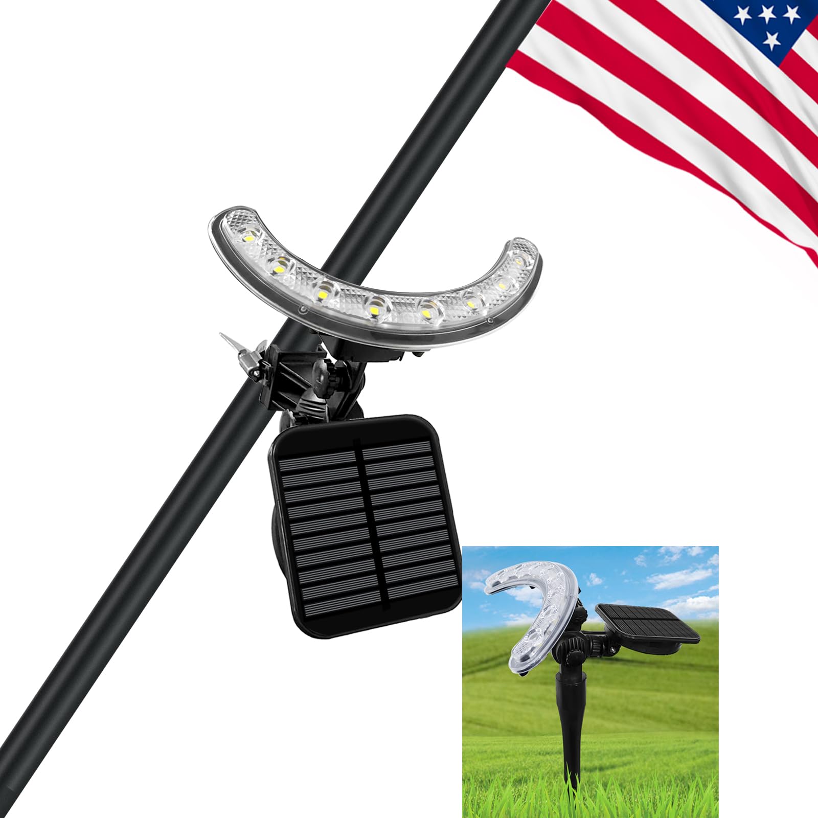 GULADUS illuminated flag at night, clear and even lighting for display