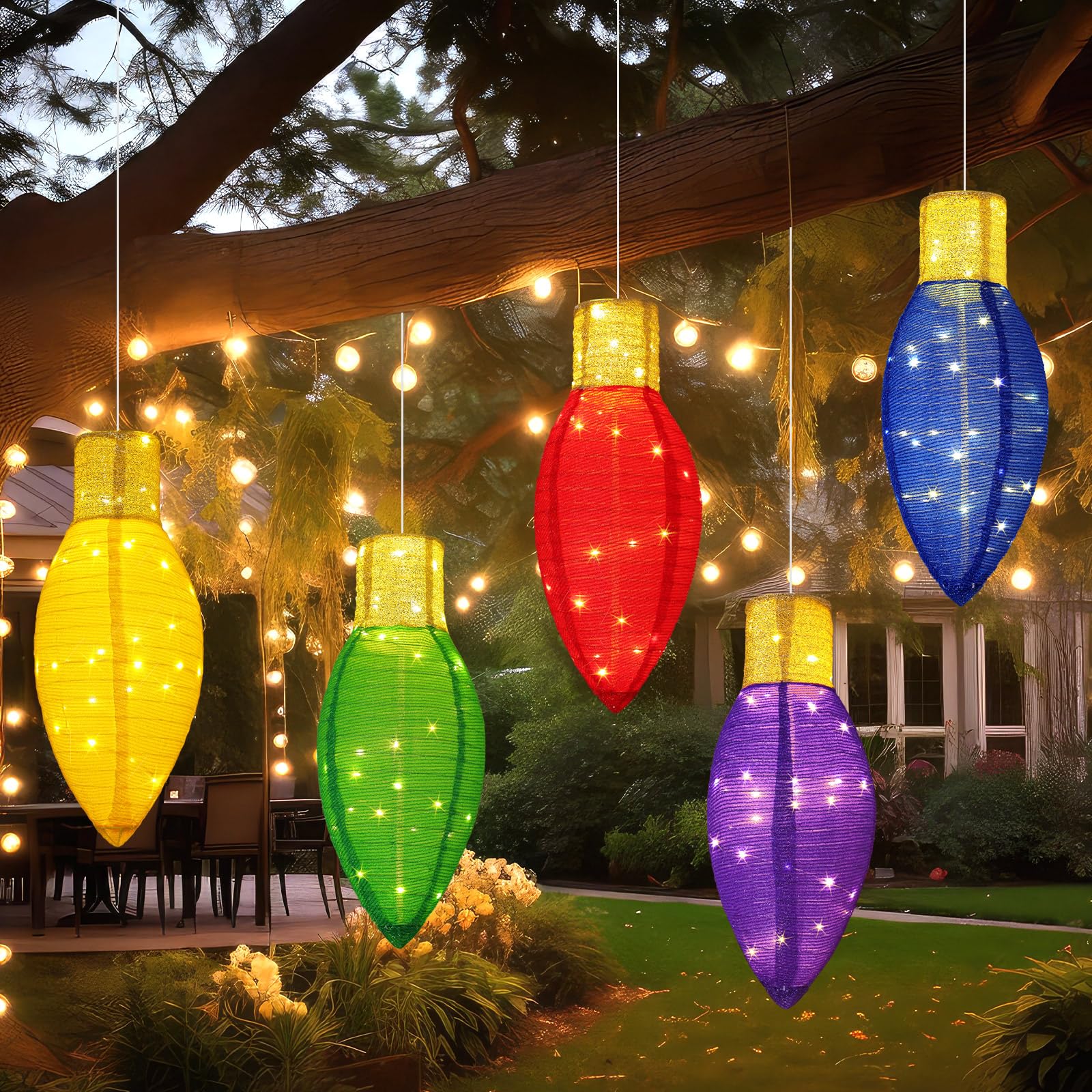 Gulfmew nighttime yard display illustrating bright, weatherproof illumination