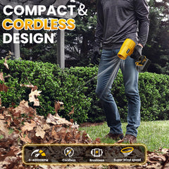 GUNOZE battery slot detail illustrating DeWALT 20V compatibility and quick swap benefit
