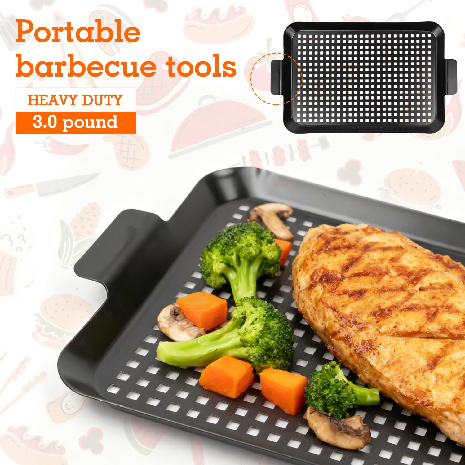 guogiyala shown next to tongs for scale to illustrate compact, cook-ready size