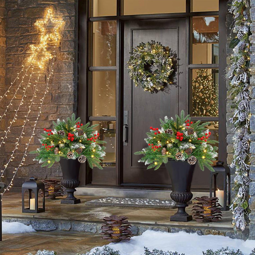 GUOOU pine cones and red berries adding festive detail and contrast