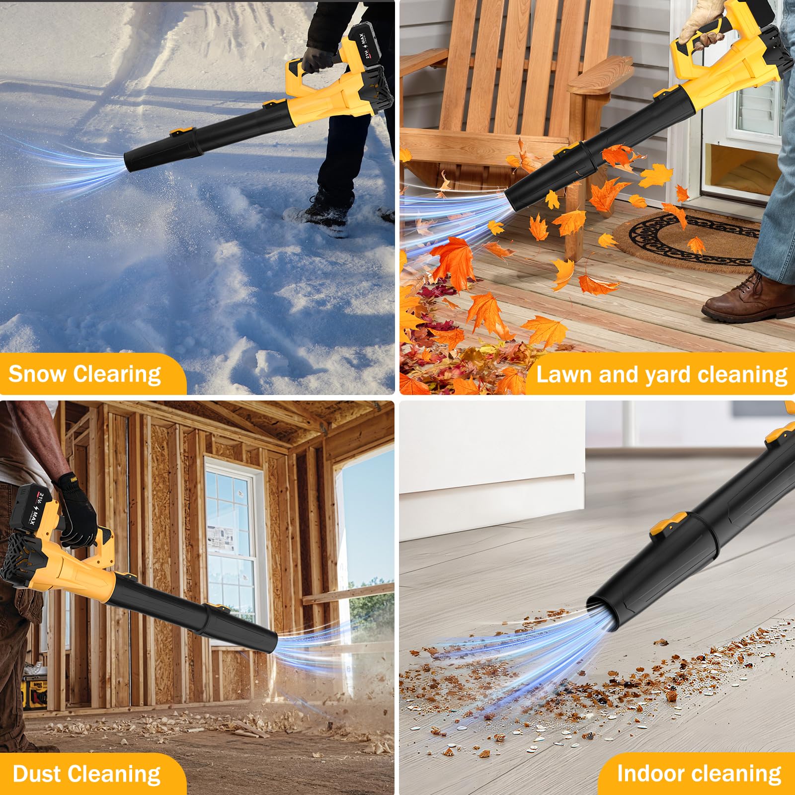 GUPOQIGU blower in use clearing patio leaves for faster yard cleanup