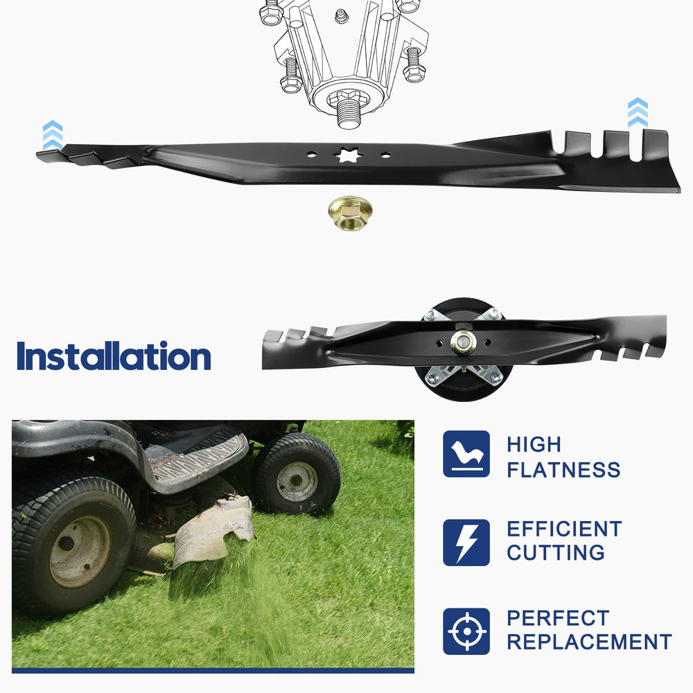 GUSUHAWK blades on a riding mower in yard improving mowing efficiency