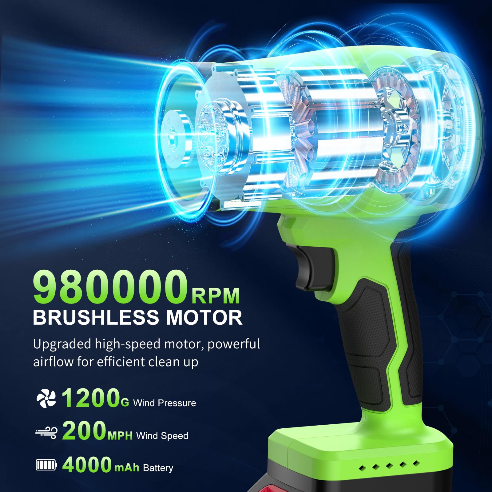 GustoneMas two 18.5V 4000mAh batteries side by side for extended runtime