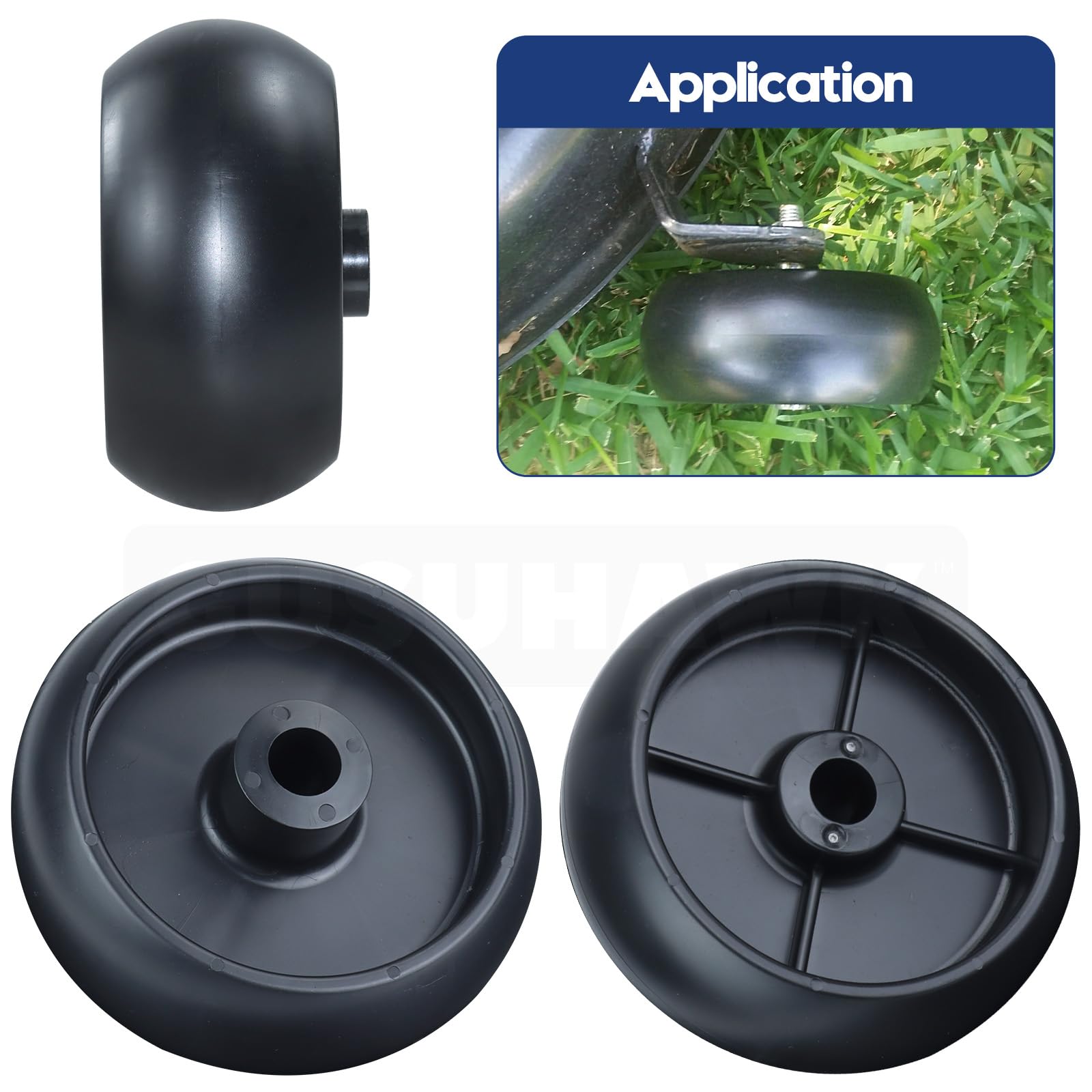 GUSUHAWK wheel next to ruler showing 4.9 inch diameter for accurate replacement