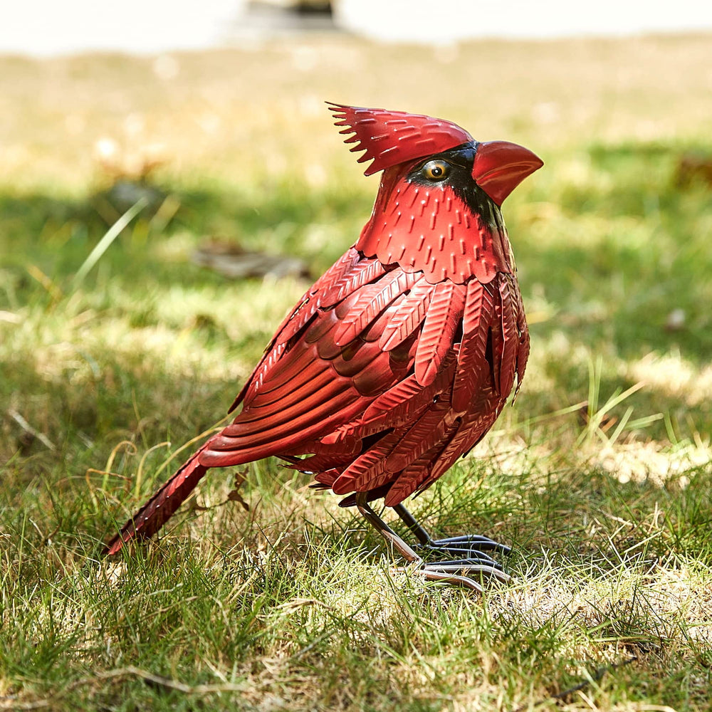 GUTE cardinal perched on tree branch for elevated garden display