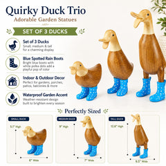 GUTE duck with boots placed in garden adding color and charm
