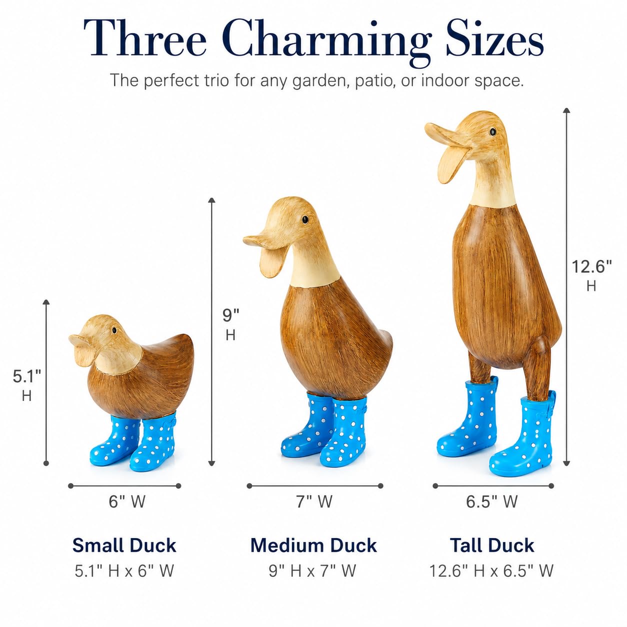 GUTE duck with boots on indoor shelf giving whimsical indoor accent