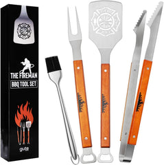 GUTE front view of firefighter BBQ set showing all tools and neat layout