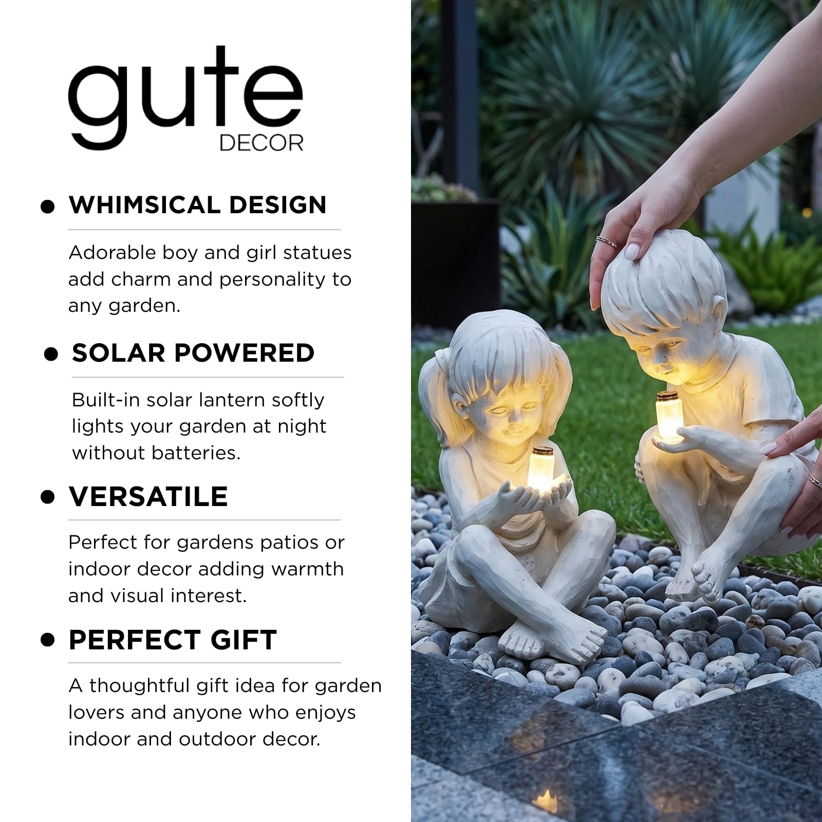 GUTE side profile of girl statue showing detailed sculpt and posture
