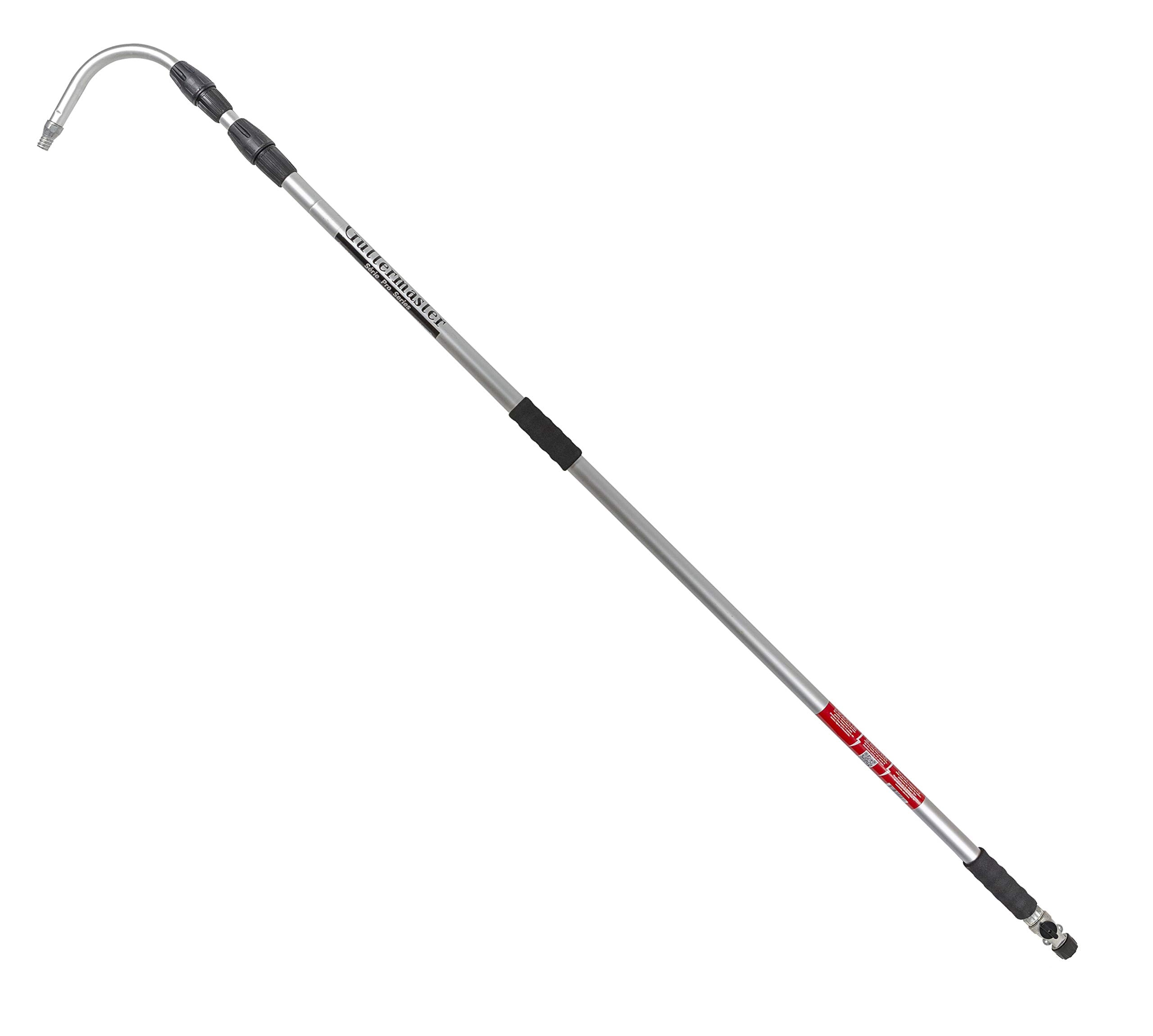 GUTTER MASTER front view of pro pole showing full wand and curved head for safe gutter cleaning