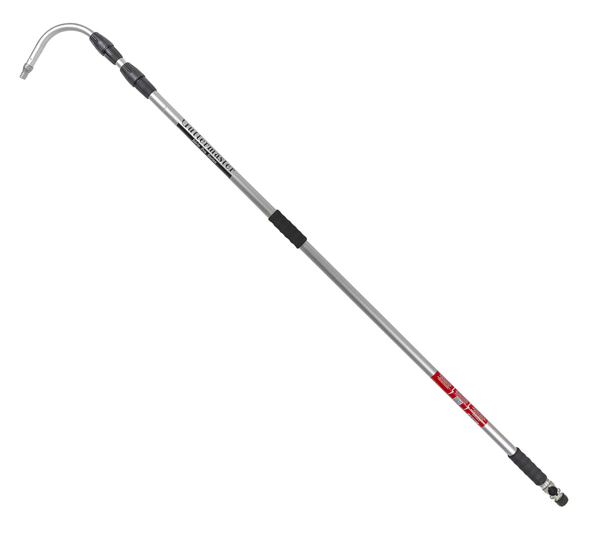 GUTTER MASTER front view of pro pole showing full wand and curved head for safe gutter cleaning