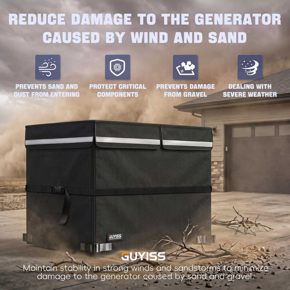 GUYISS cover shown on generator with tape measure for size verification
