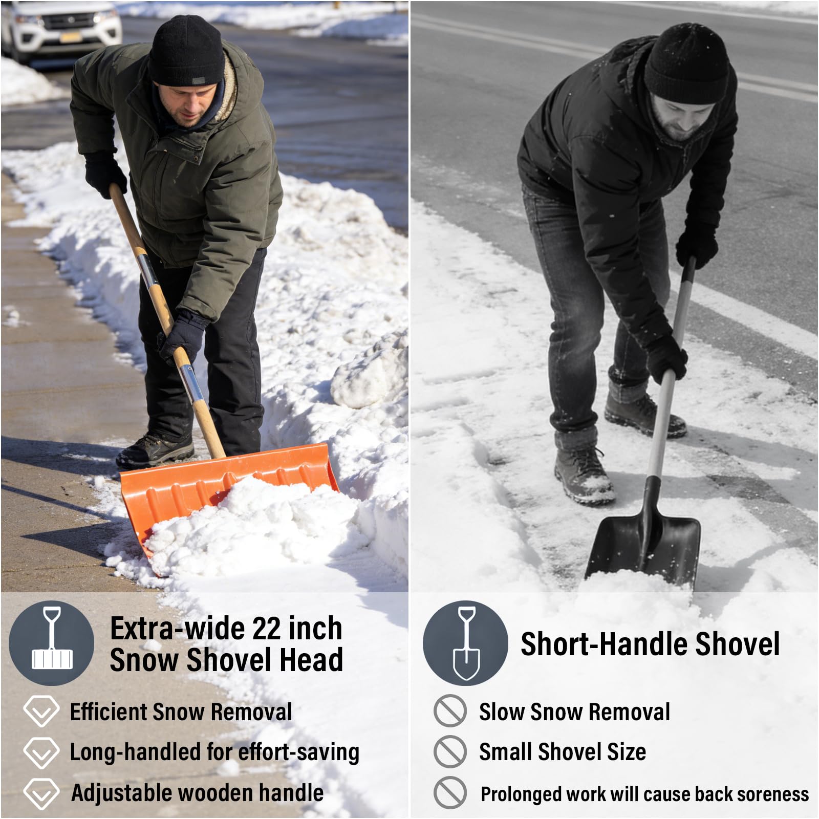 GVCVHVCV snow pusher in use clearing a driveway for quicker snow removal