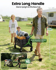 GVDV CW35 extended 42-inch handle demonstrating ergonomic pulling benefit