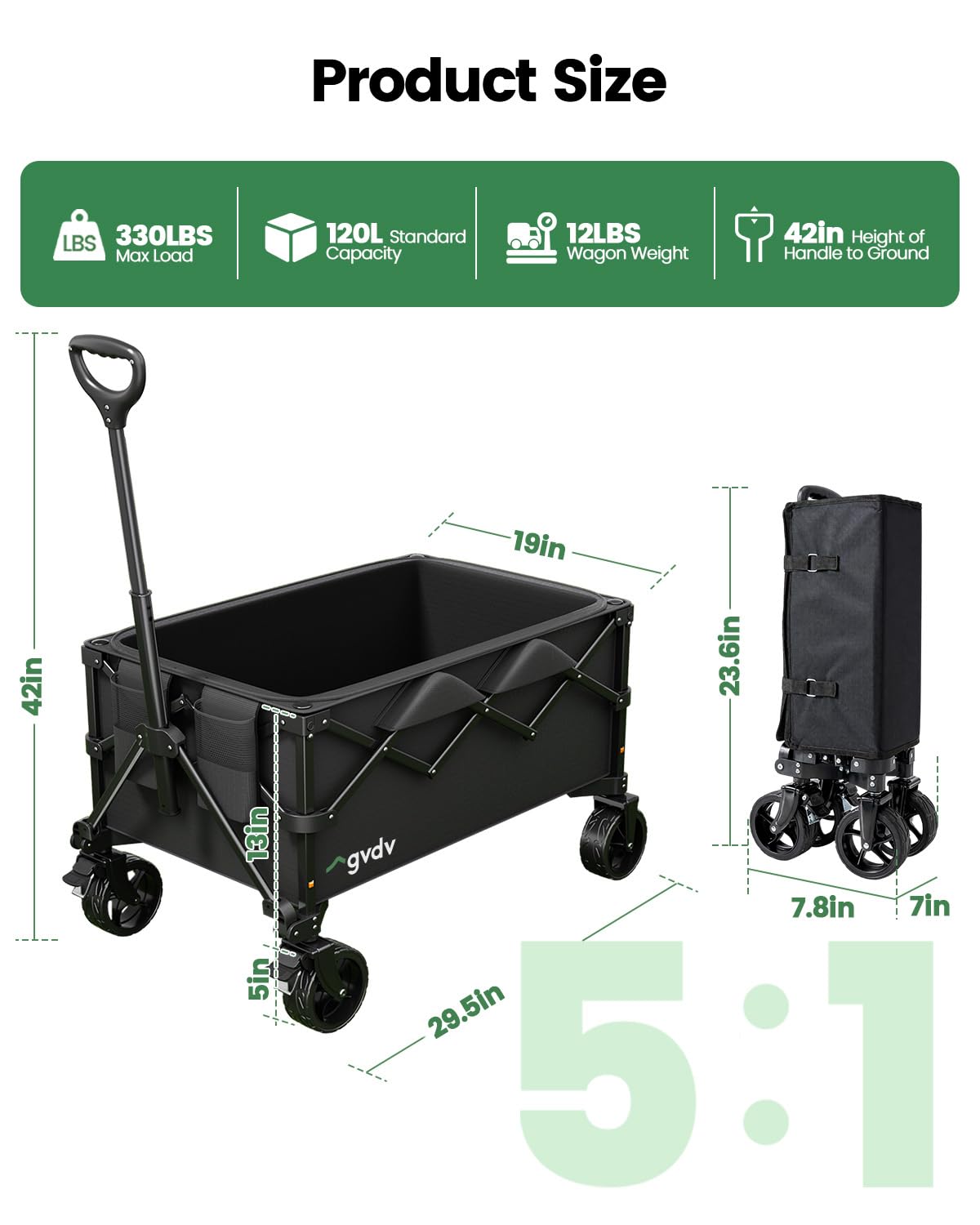 GVDV wagon folded compact in trunk saving storage space