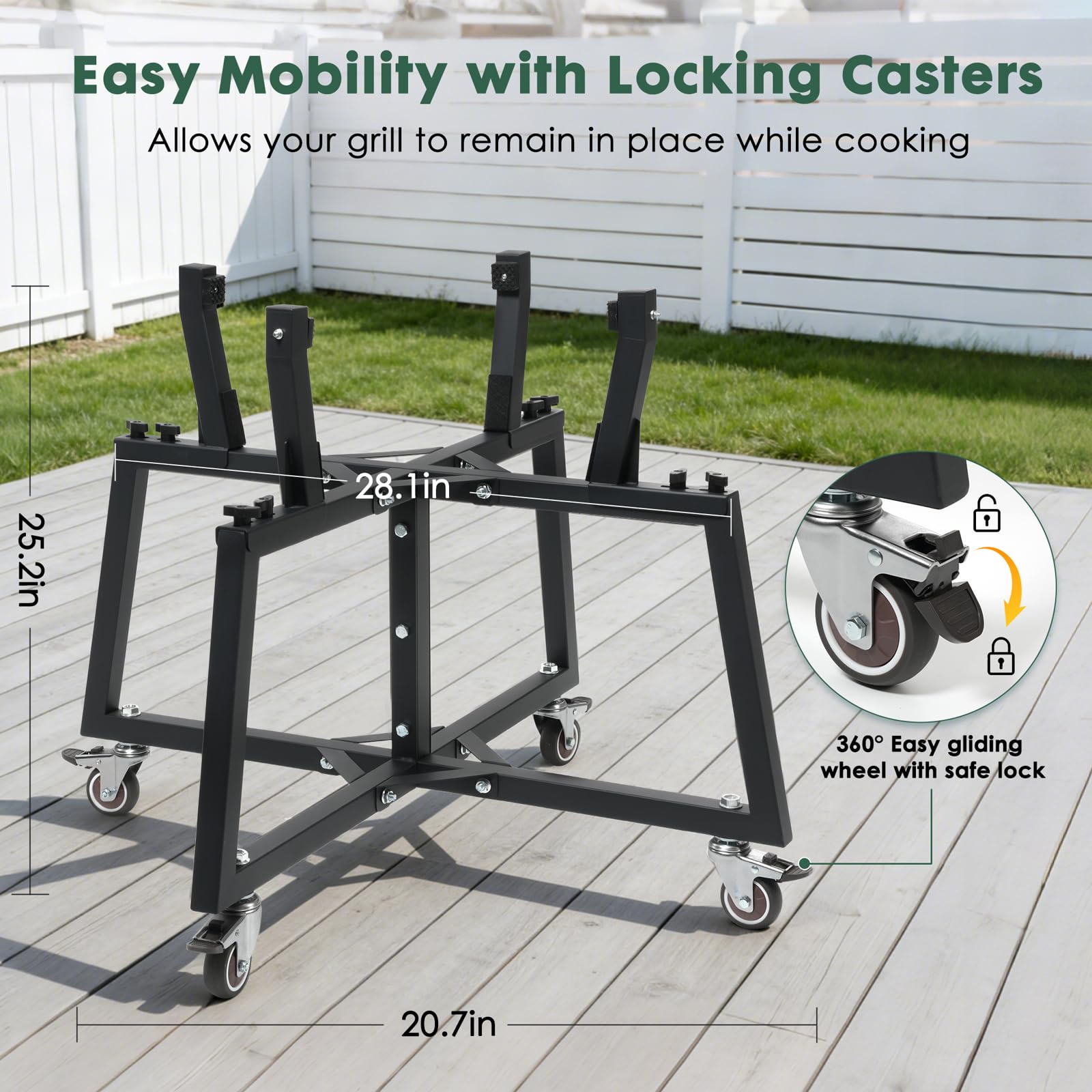 GVGBUK caster and lock close-up enabling smooth mobility and stability
