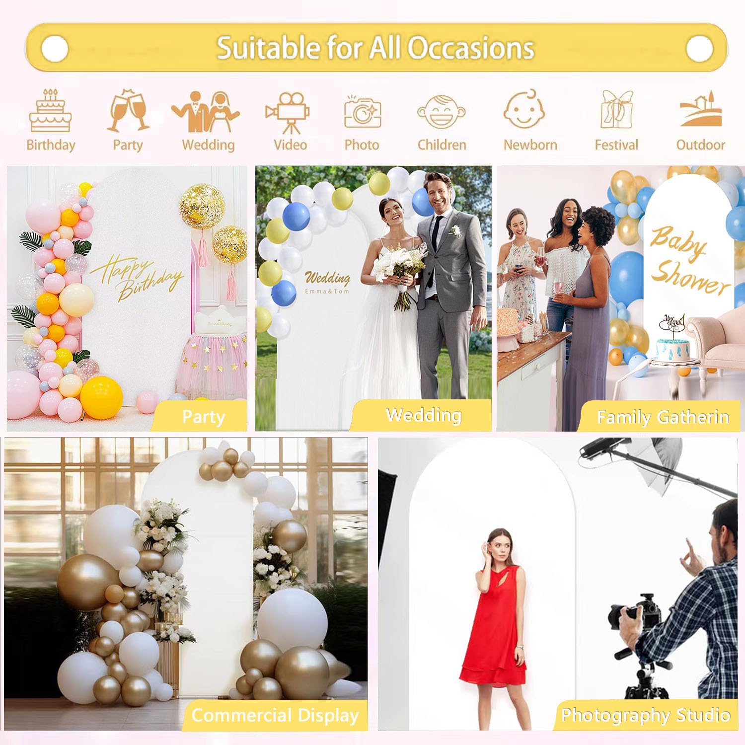 GWEUZMALL arch in a wedding lifestyle scene creating a focal point