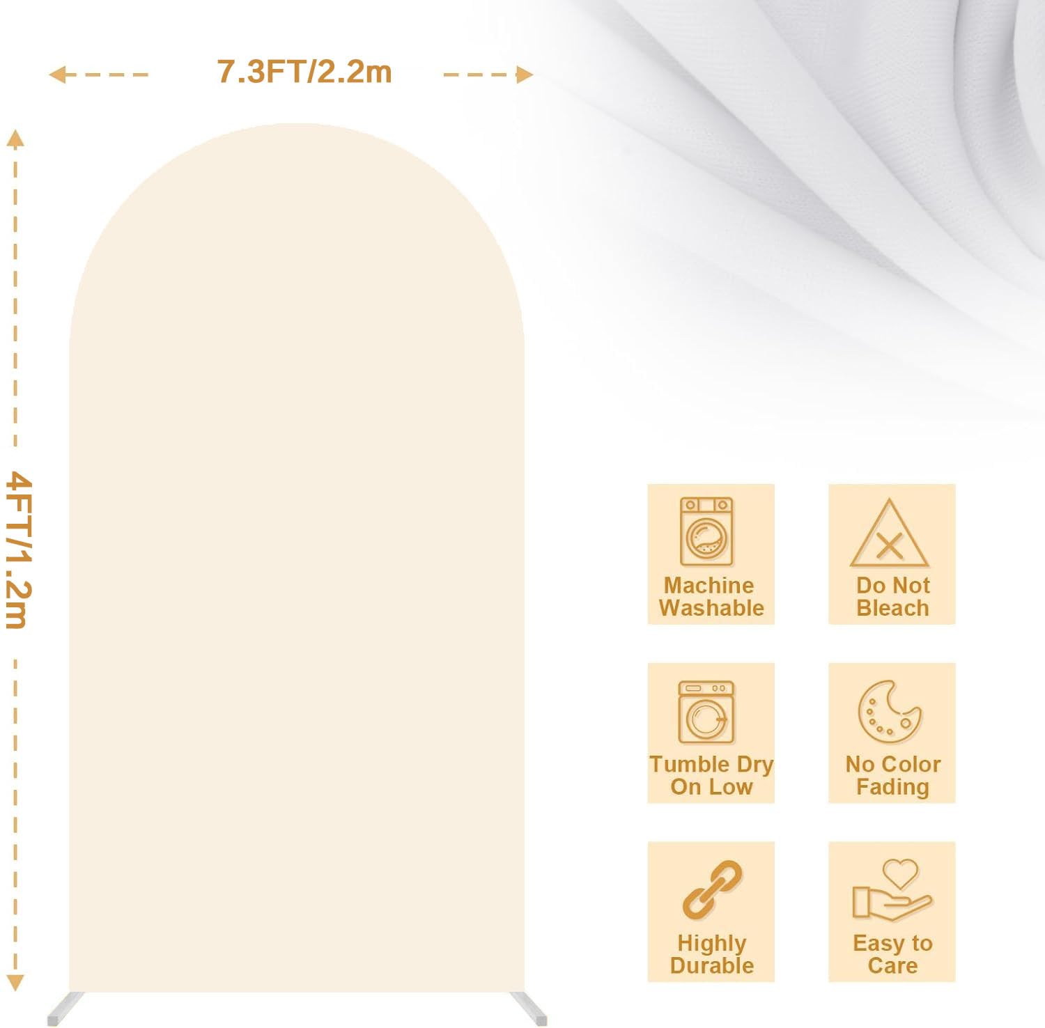 GWEUZMALL beige spandex cover close texture showing wrinkle-free finish