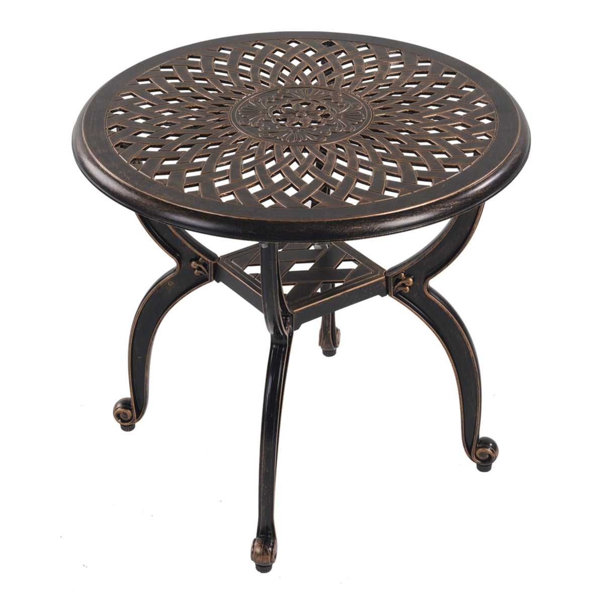 GXOUTAL front view bronze side table shows elegant design and durable finish