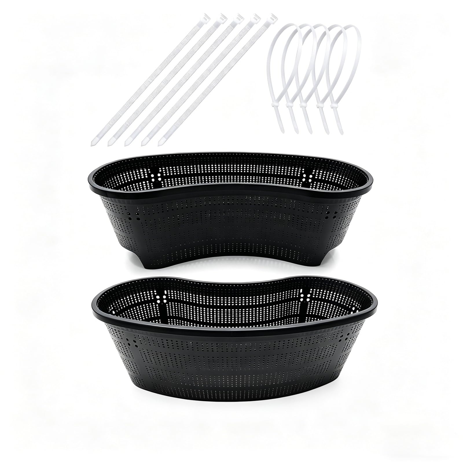 Gyfofix front view of two kidney-shaped baskets showing durable construction and ready-to-use benefit