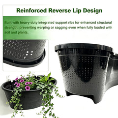 Gyfofix basket lowered onto pond shelf showing secure fit and natural look benefit